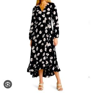 Halogen long sleeve floral maxi dress